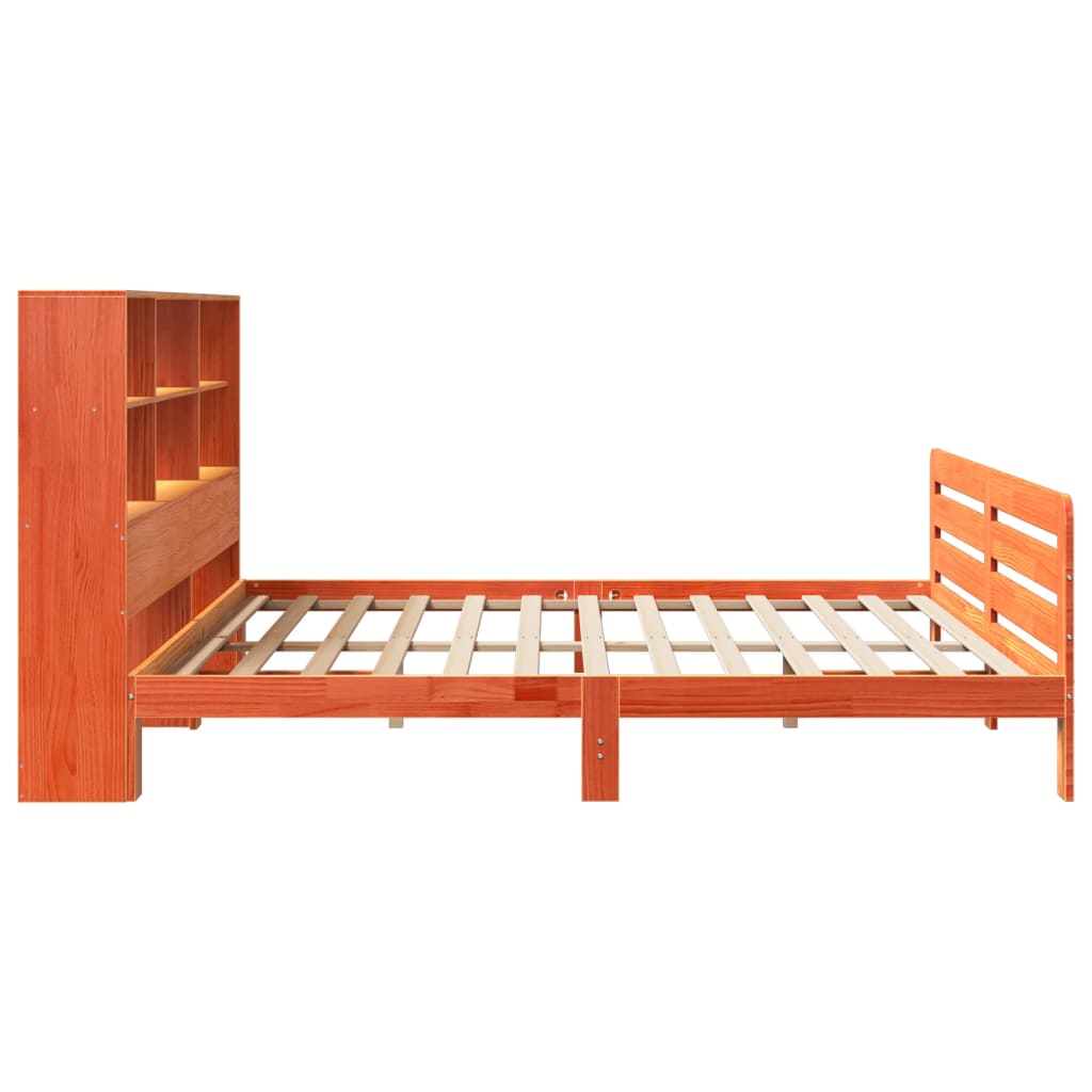 Bed Frame without Mattress Wax Brown 200x200 cm Solid Wood Pine