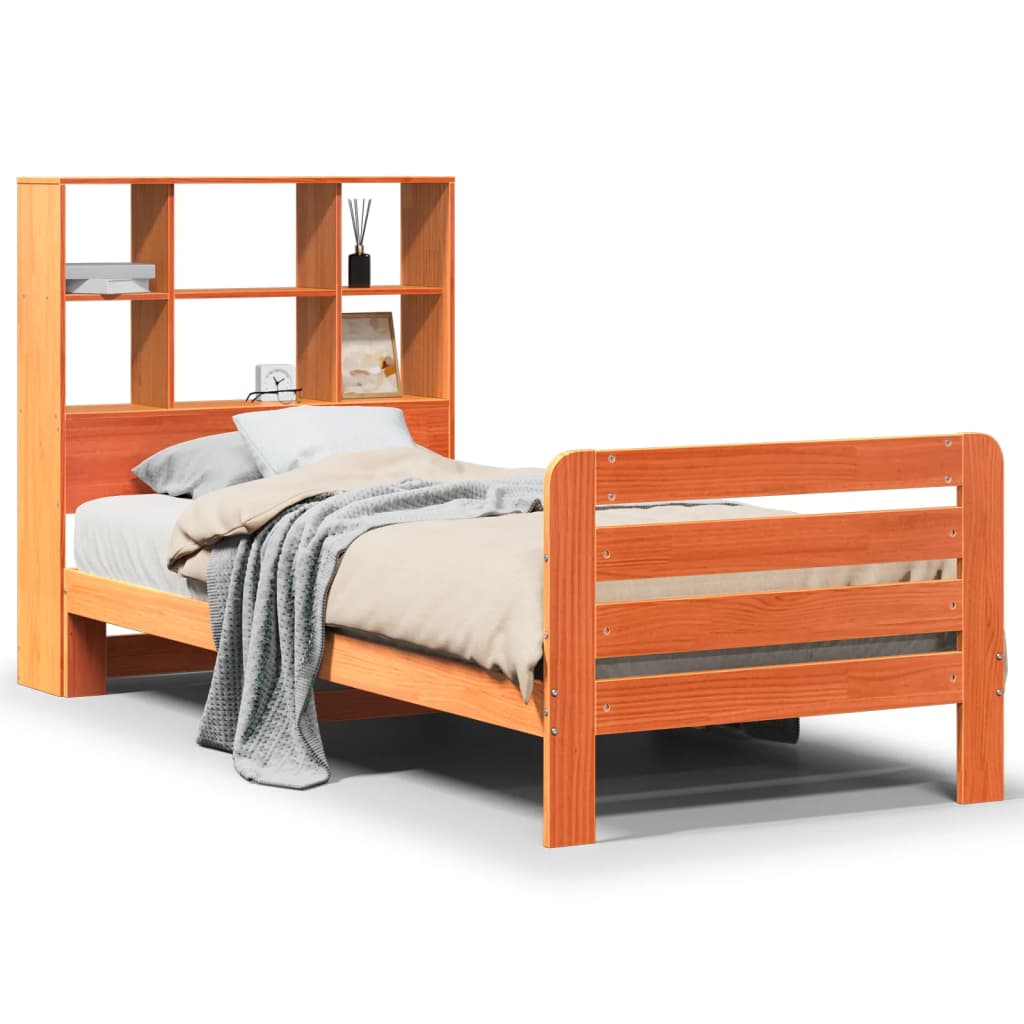 Bed Frame without Mattress Wax Brown 90x190 cm Single Solid Wood Pine