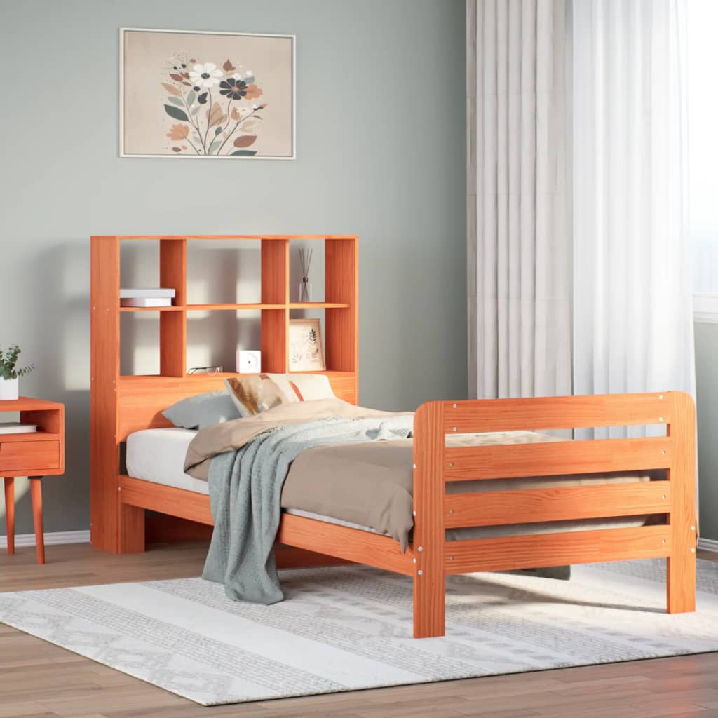Bed Frame without Mattress Wax Brown 90x190 cm Single Solid Wood Pine