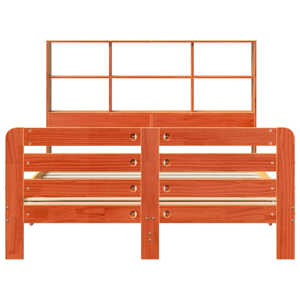 Bed Frame without Mattress Wax Brown 135x190 cm Double Solid Wood Pine