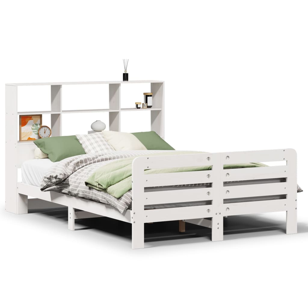 Bed Frame without Mattress White 140x190 cm Solid Wood Pine