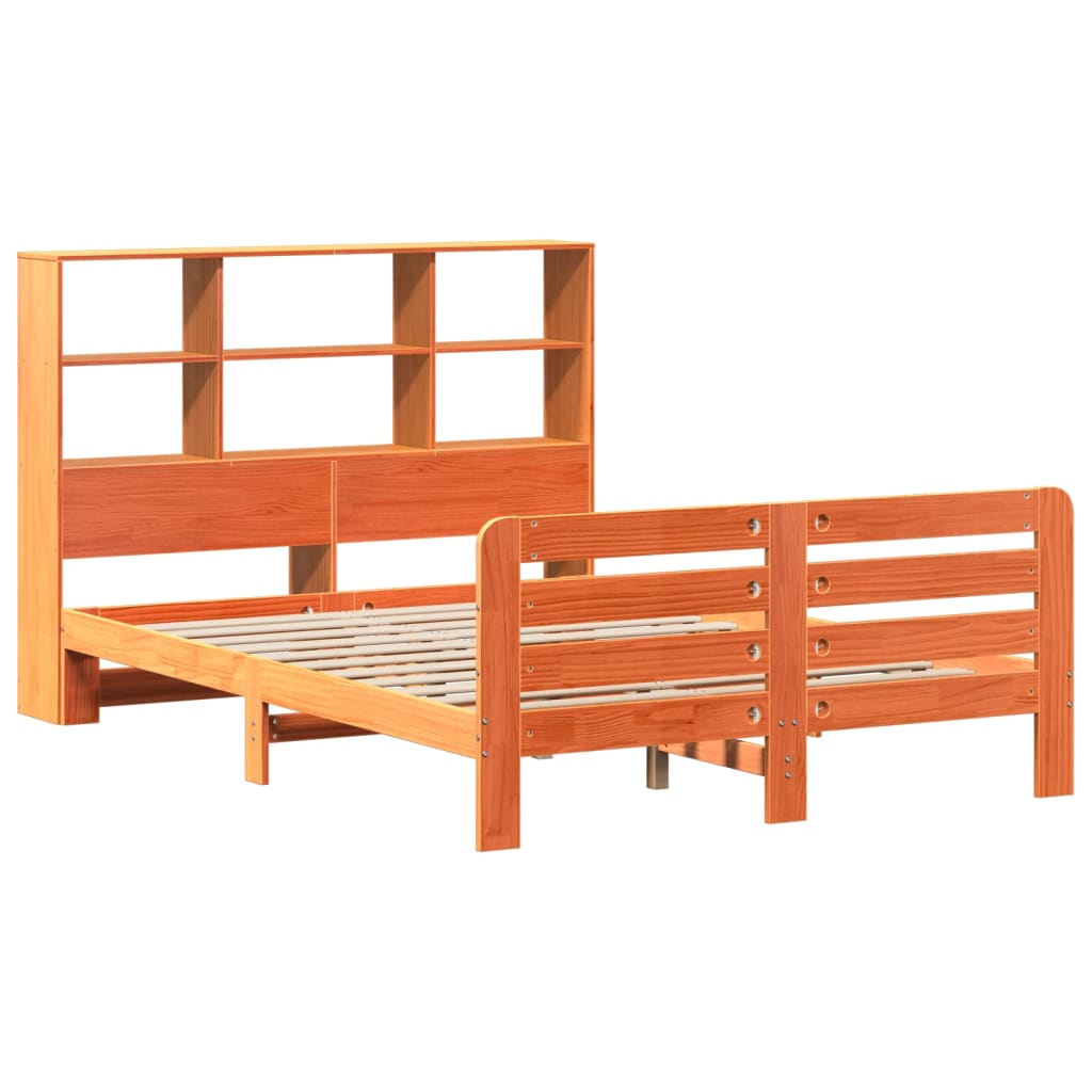 Bed Frame without Mattress Wax Brown 140x190 cm Solid Wood Pine