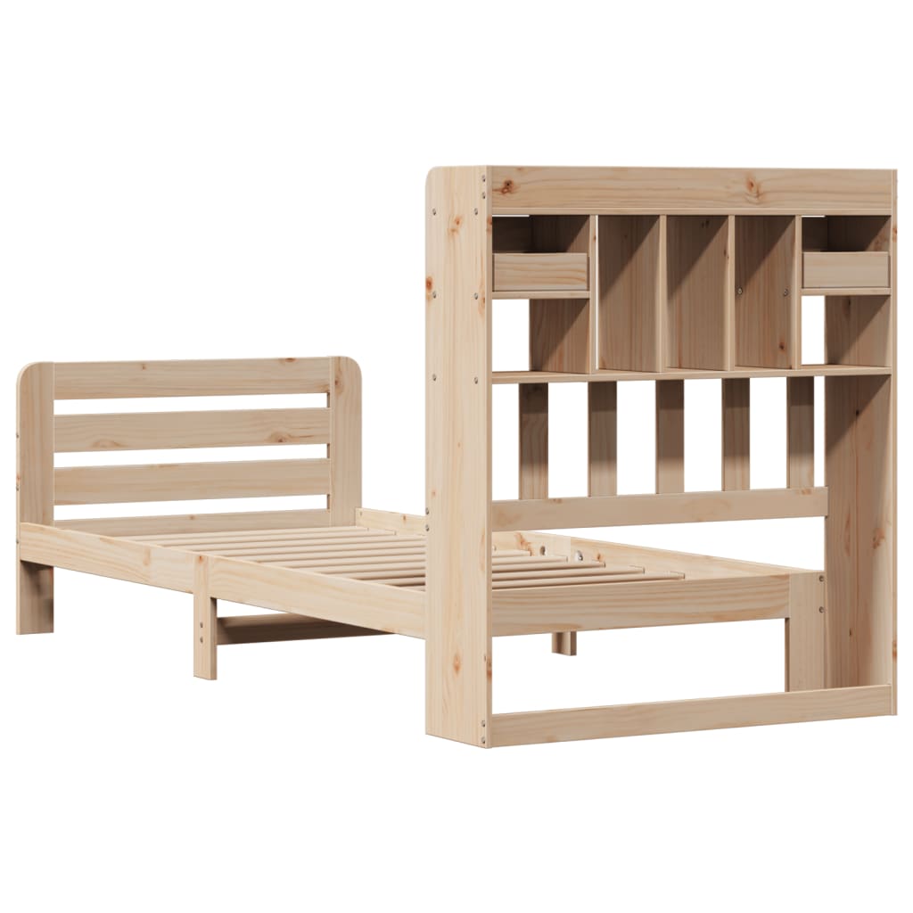 Bookcase Bed without Mattress 90x200 cm Solid Wood Pine