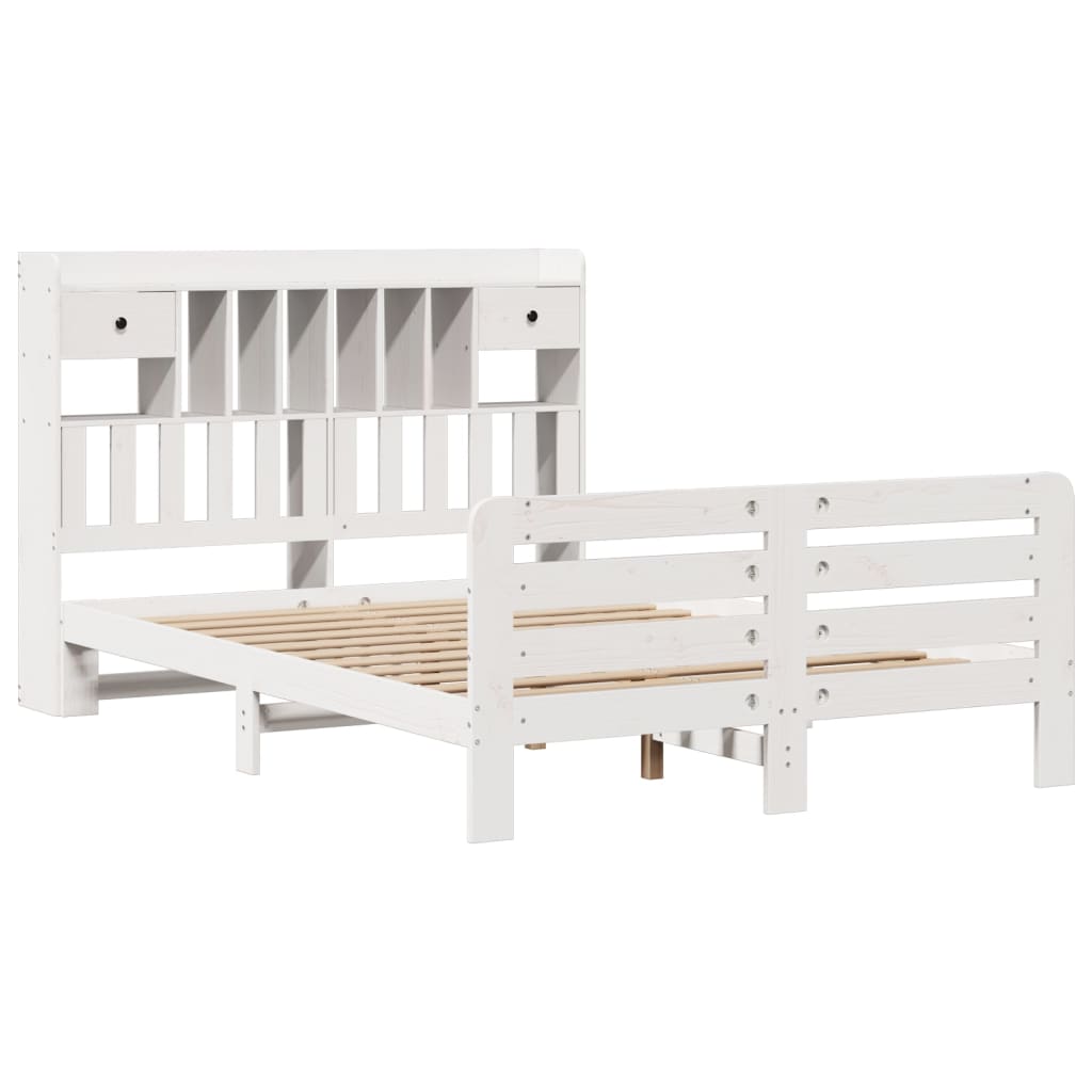 Bookcase Bed without Mattress White 140x200 cm Solid Wood Pine