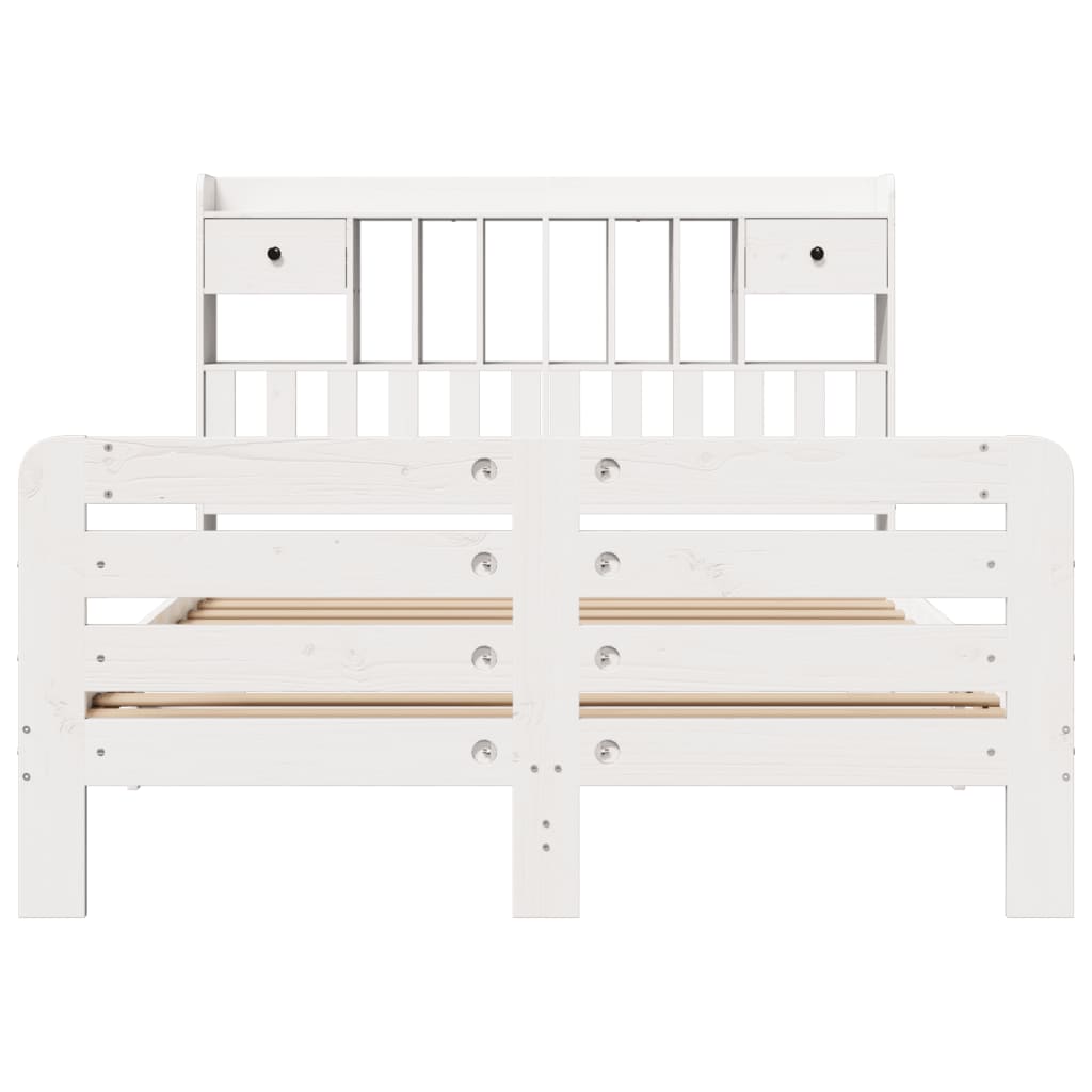 Bookcase Bed without Mattress White 140x200 cm Solid Wood Pine