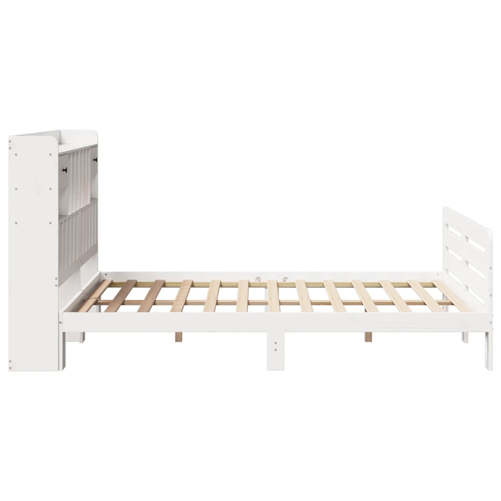 Bookcase Bed without Mattress White 140x200 cm Solid Wood Pine
