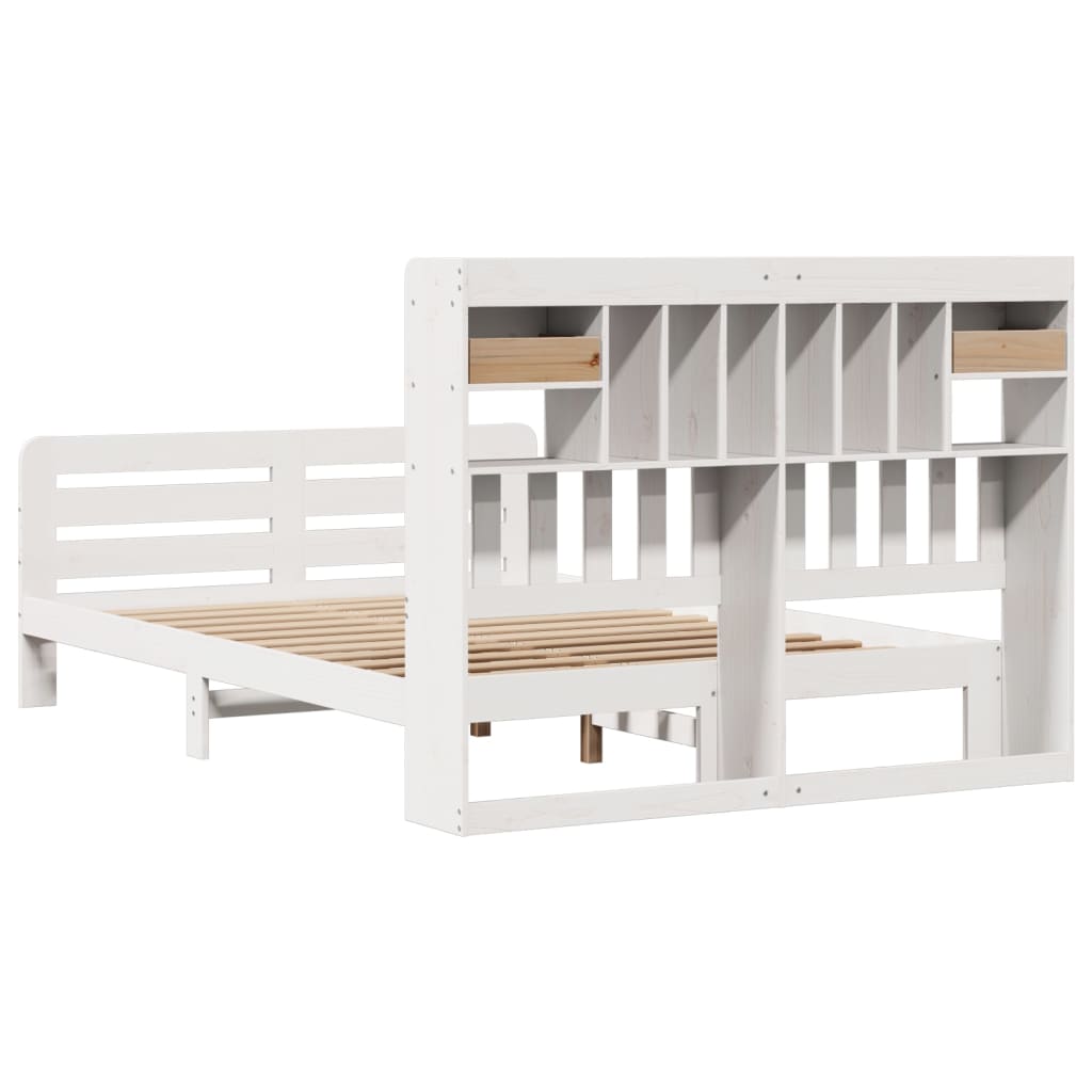 Bookcase Bed without Mattress White 140x200 cm Solid Wood Pine