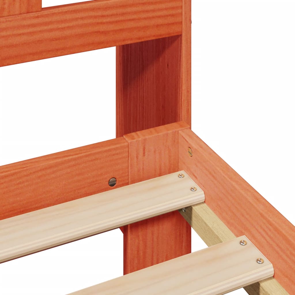 Bookcase Bed without Mattress Wax Brown 150x200 cm King Size Solid Wood Pine