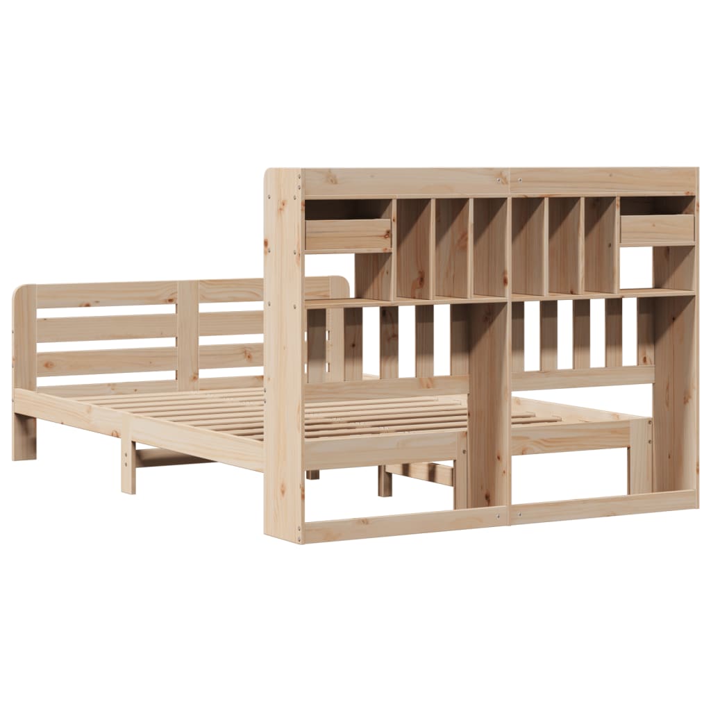 Bookcase Bed without Mattress 160x200 cm Solid Wood Pine