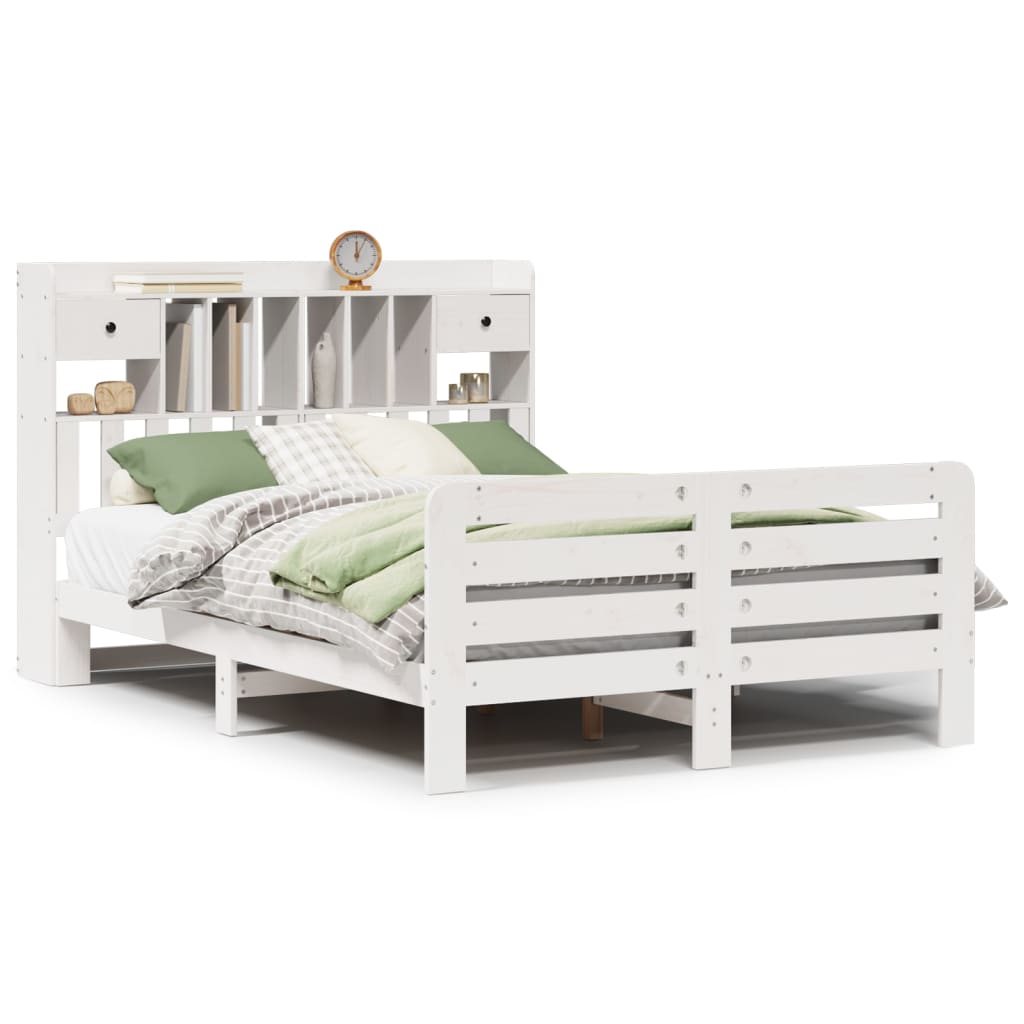 Bookcase Bed without Mattress White 160x200 cm Solid Wood Pine