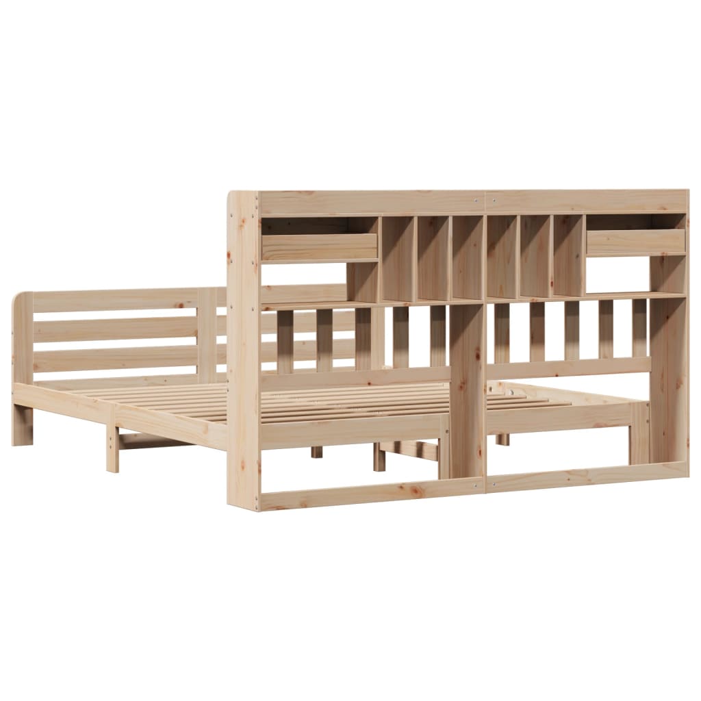 Bookcase Bed without Mattress 180x200 cm Super King Solid Wood Pine