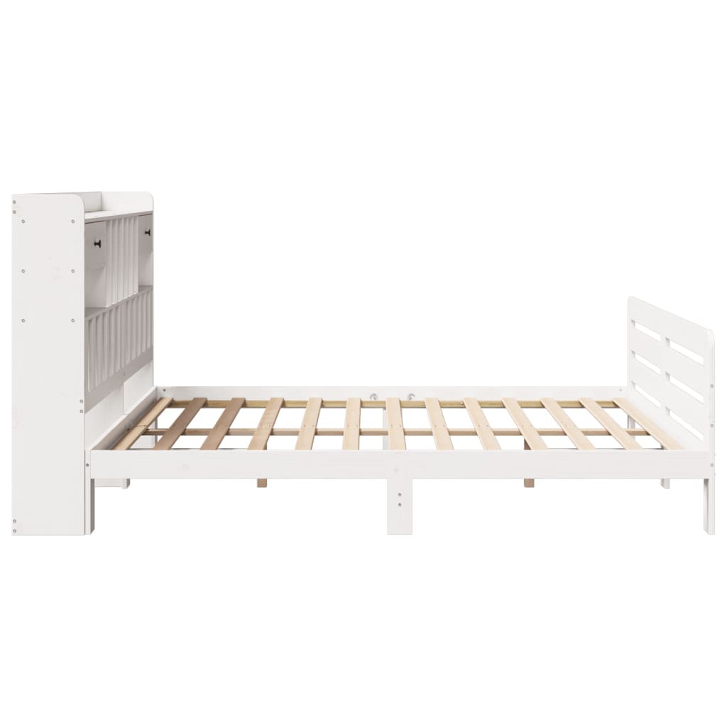 Bookcase Bed without Mattress White 180x200 cm Super King Solid Wood Pine
