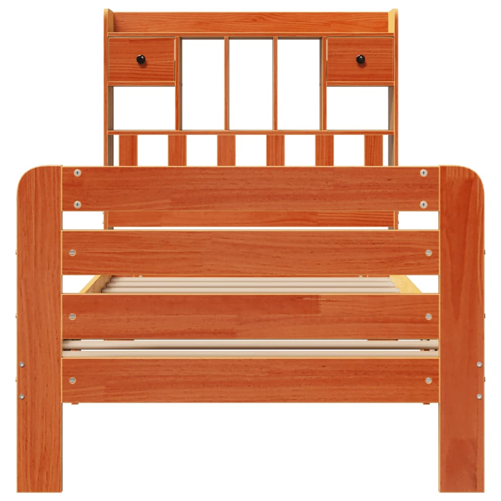 Bookcase Bed without Mattress Wax Brown 75x190 cm Small Single Solid Wood Pine