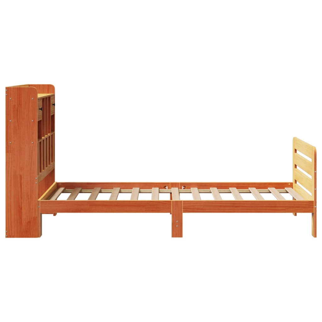 Bookcase Bed without Mattress Wax Brown 75x190 cm Small Single Solid Wood Pine