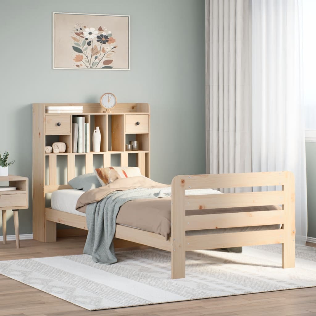 Bookcase Bed without Mattress 90x190 cm Single Solid Wood Pine
