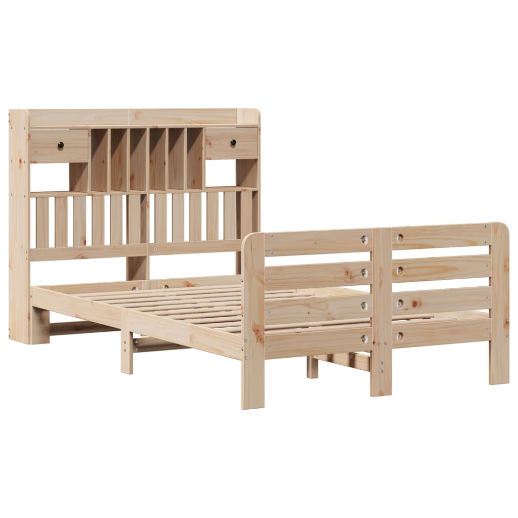 Bookcase Bed without Mattress 135x190 cm Double Solid Wood Pine
