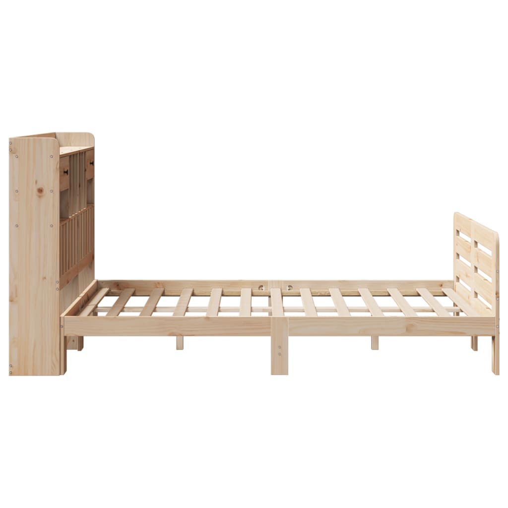 Bookcase Bed without Mattress 135x190 cm Double Solid Wood Pine