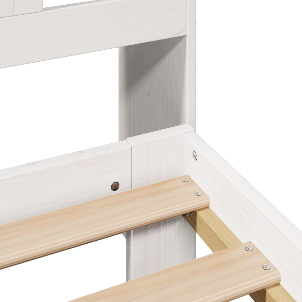 Bookcase Bed without Mattress White 135x190 cm Double Solid Wood Pine