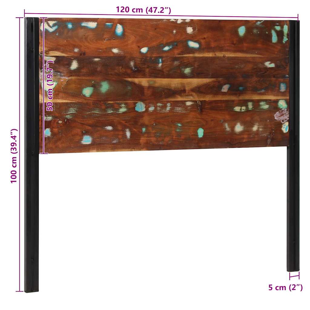 Headboard 120 cm Solid Wood Reclaimed and Iron