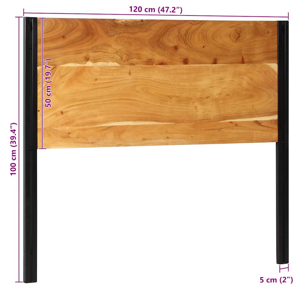 Headboard 120 cm Solid Wood Acacia and Iron