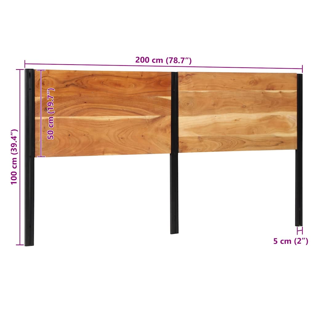 Headboard 200 cm Solid Wood Acacia and Iron