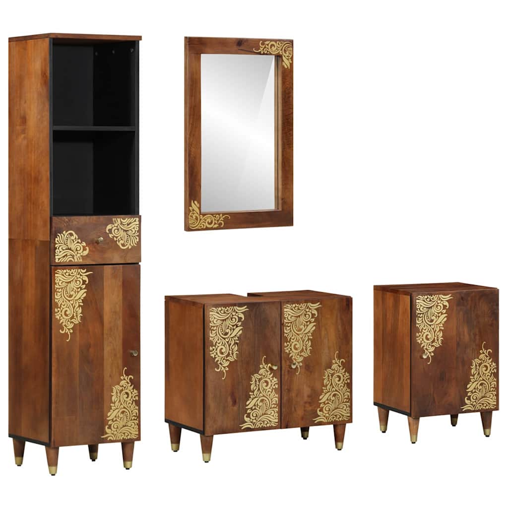 Bathroom Furniture Set 4 pcs Honey brown 62 x 33 x 58 cm