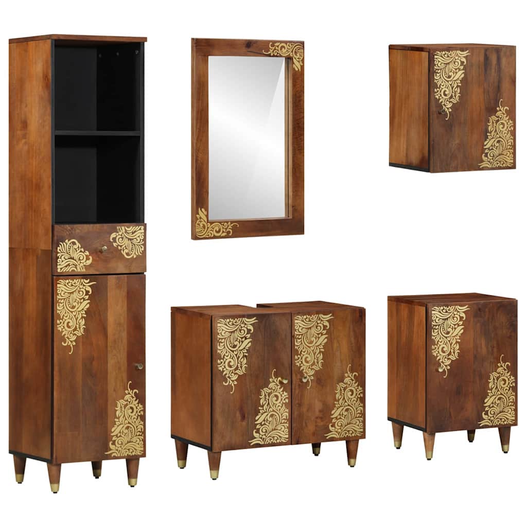 Bathroom Furniture Set 5 pcs Honey brown 62 x 33 x 58 cm