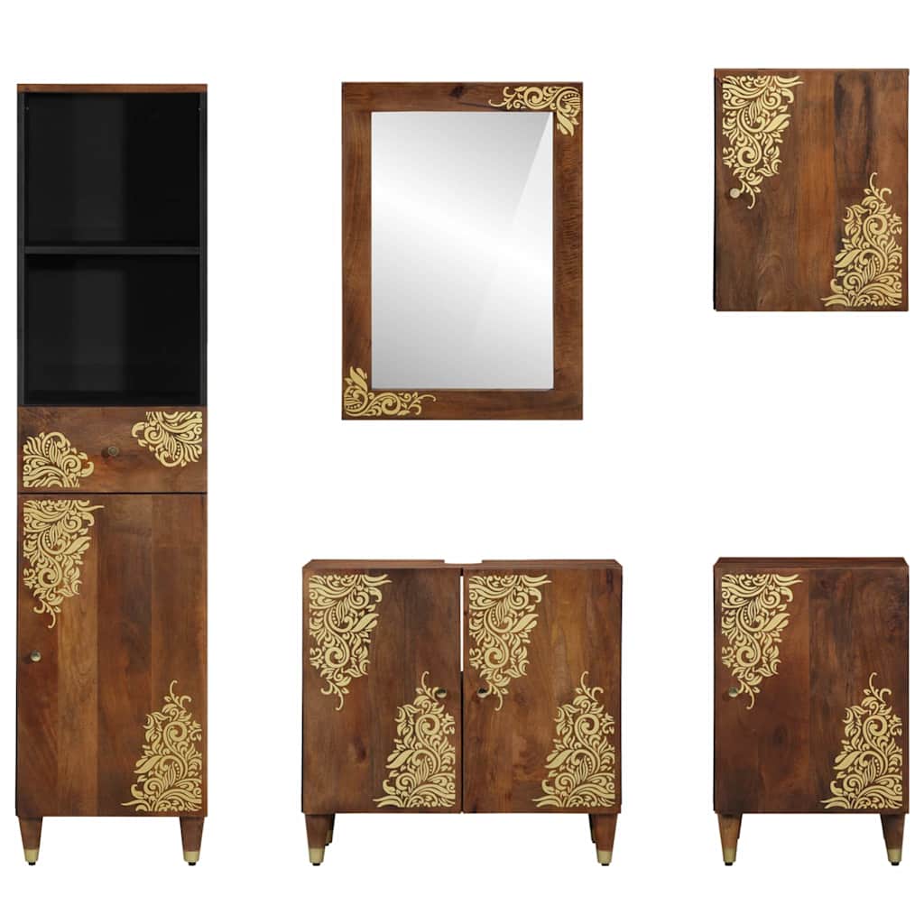 Bathroom Furniture Set 5 pcs Honey brown 62 x 33 x 58 cm