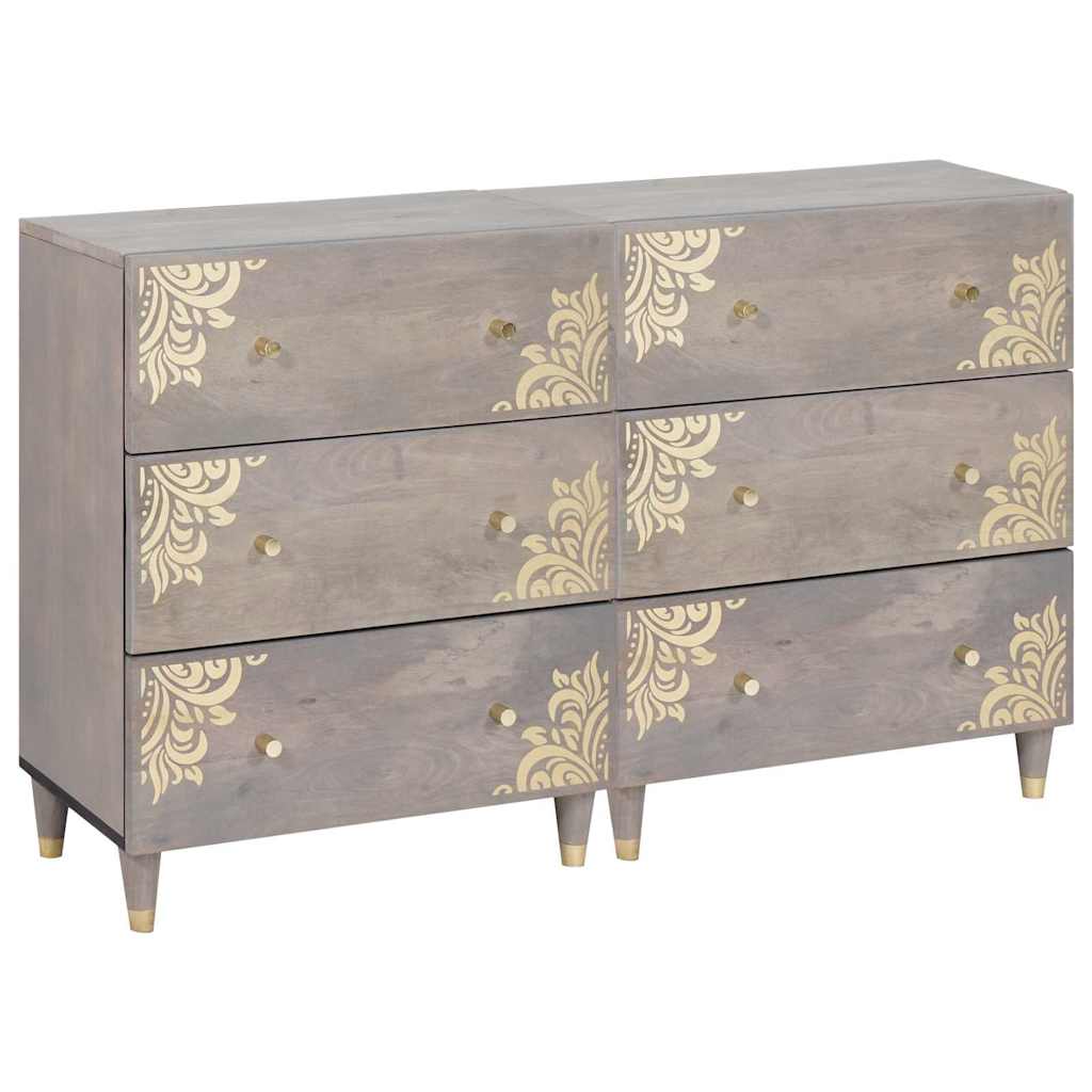 Sideboard 2 pcs Grey 60 x 33.5 x 75 cm Solid Mango wood