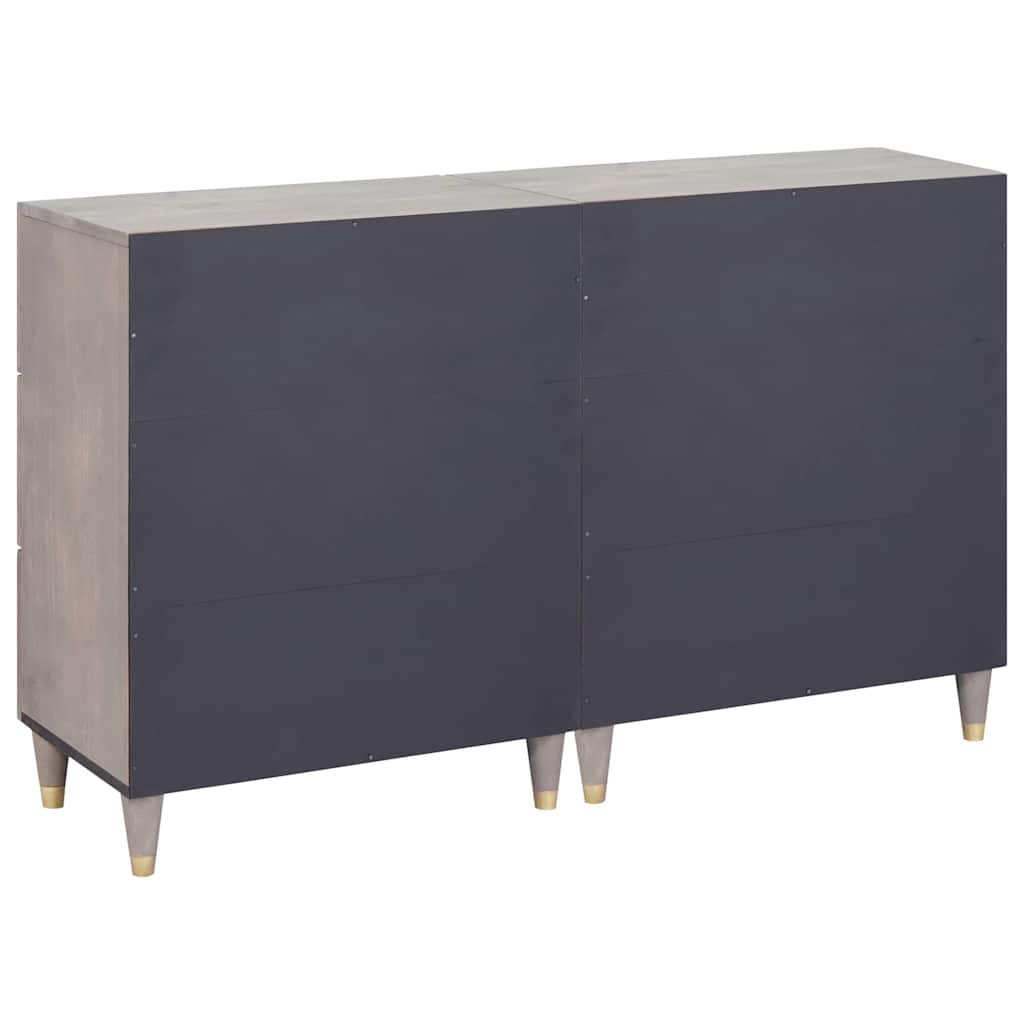 Sideboard 2 pcs Grey 60 x 33.5 x 75 cm Solid Mango wood