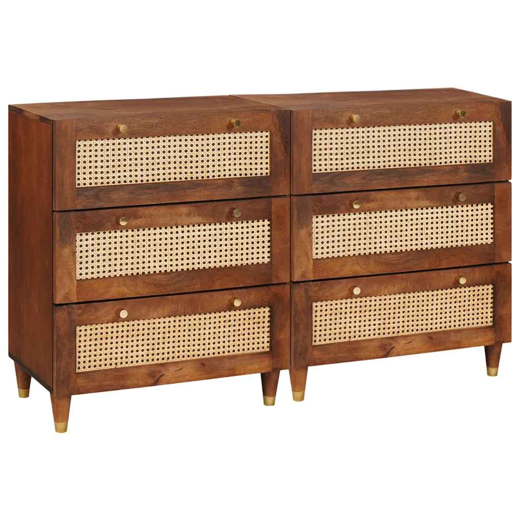 Sideboard Set 2 pcs Brown 60 x 33.5 x 75 cm Solid Mango wood