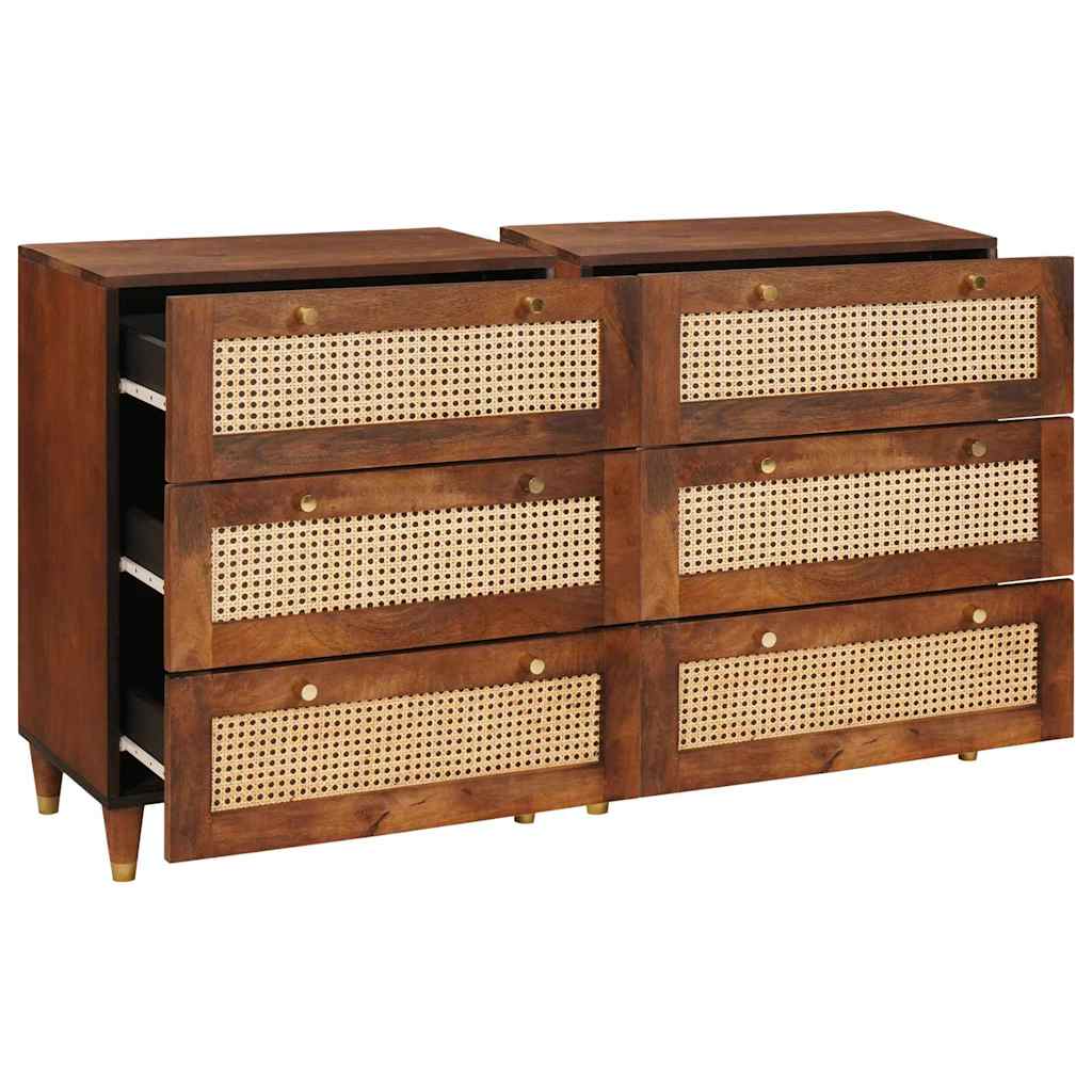 Sideboard Set 2 pcs Brown 60 x 33.5 x 75 cm Solid Mango wood