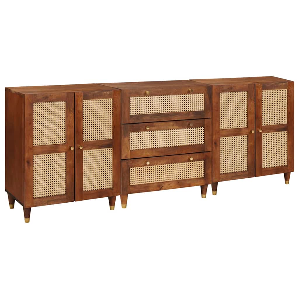 Sideboard Set 3 pcs Brown 180 x 33 x 75 cm Solid Mango wood