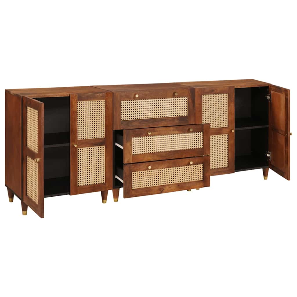 Sideboard Set 3 pcs Brown 180 x 33 x 75 cm Solid Mango wood