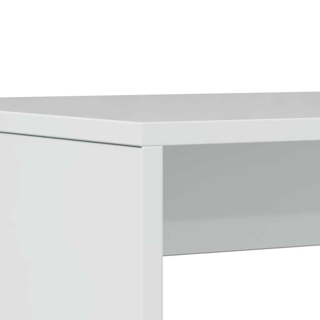 3 Piece Dining Table and Bench set High Gloss White Engineered Wood