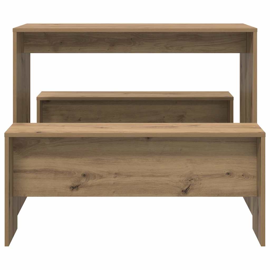 3 Piece Dining Table and Bench set Atisian Oak Engineered Wood