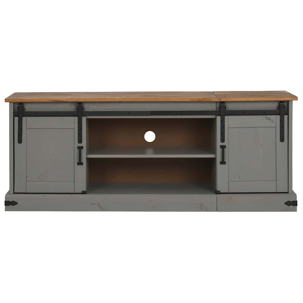 TV Cabinet HALDEN 2 Sliding Doors Grey 150x40x60 cm Solid Wood