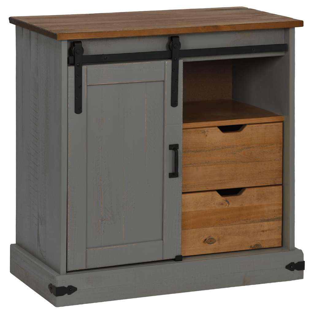 Sideboard HALDEN with Sliding Door Grey 80x40x80 cm Solid Wood