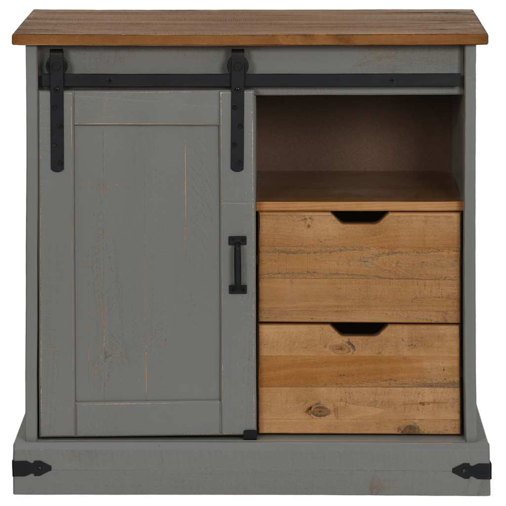 Sideboard HALDEN with Sliding Door Grey 80x40x80 cm Solid Wood