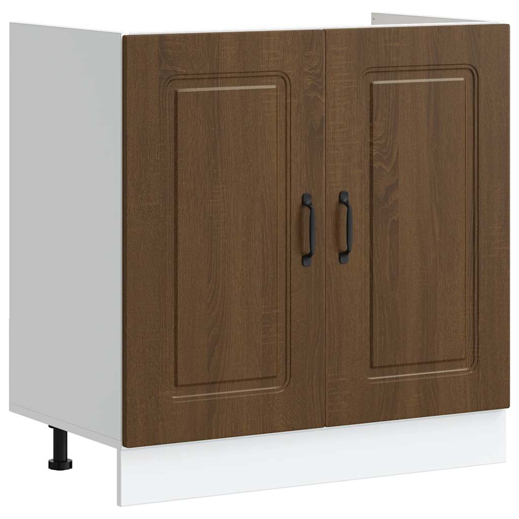 Sink Base Cabinet Kalmar Brown Oak 80x46x81.5 cm Engineered Wood