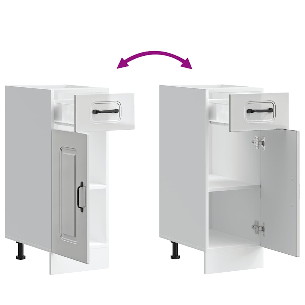 Kitchen Base Cabinet Kalmar High Gloss White Engineered Wood