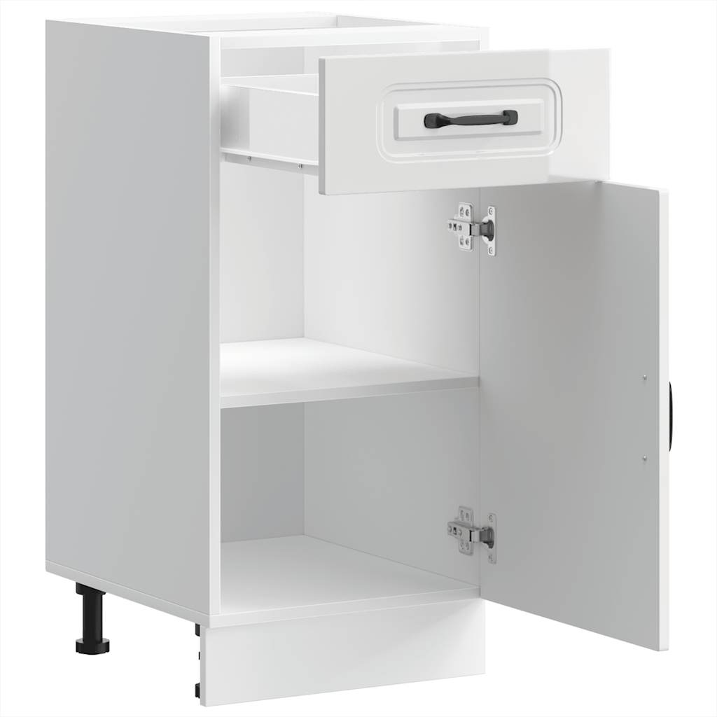 Kitchen Base Cabinet Kalmar High Gloss White Engineered Wood