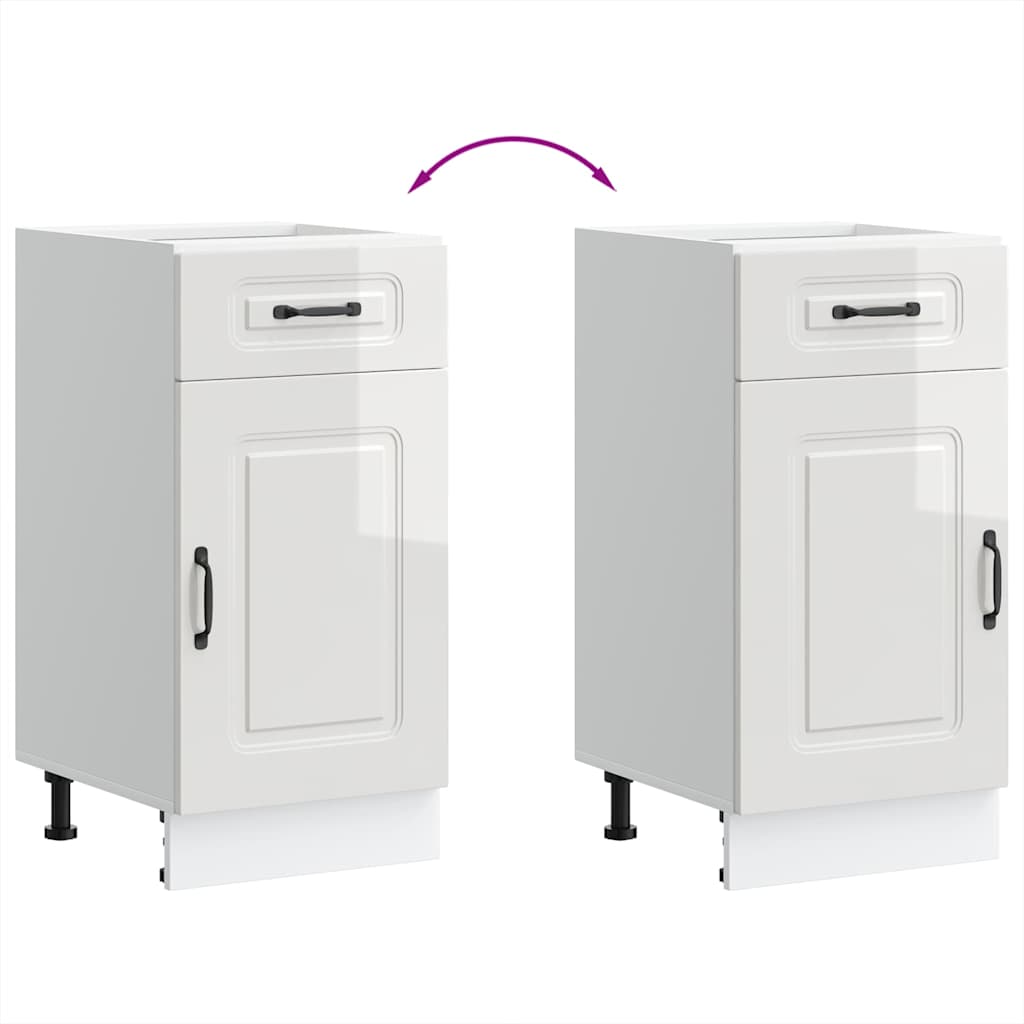 Kitchen Base Cabinet Kalmar High Gloss White Engineered Wood