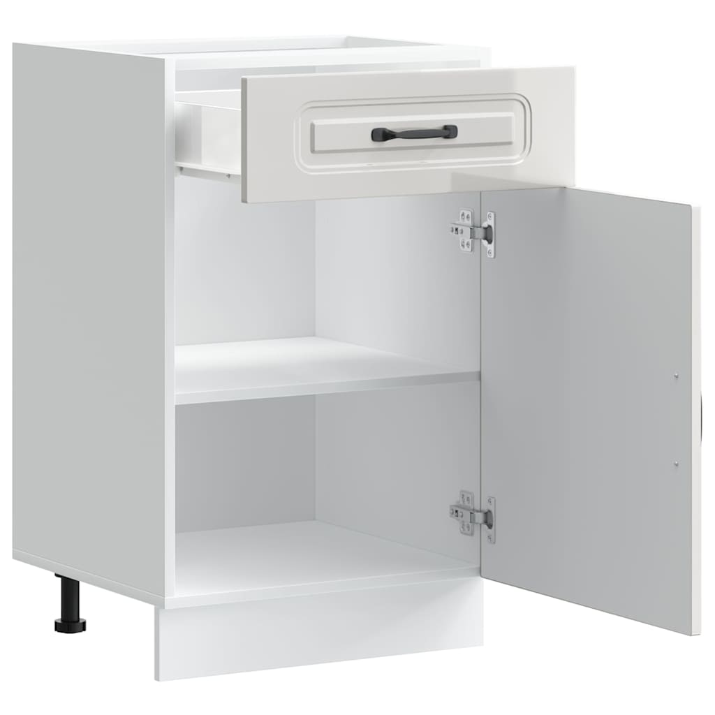 Kitchen Base Cabinet Kalmar High Gloss White Engineered Wood