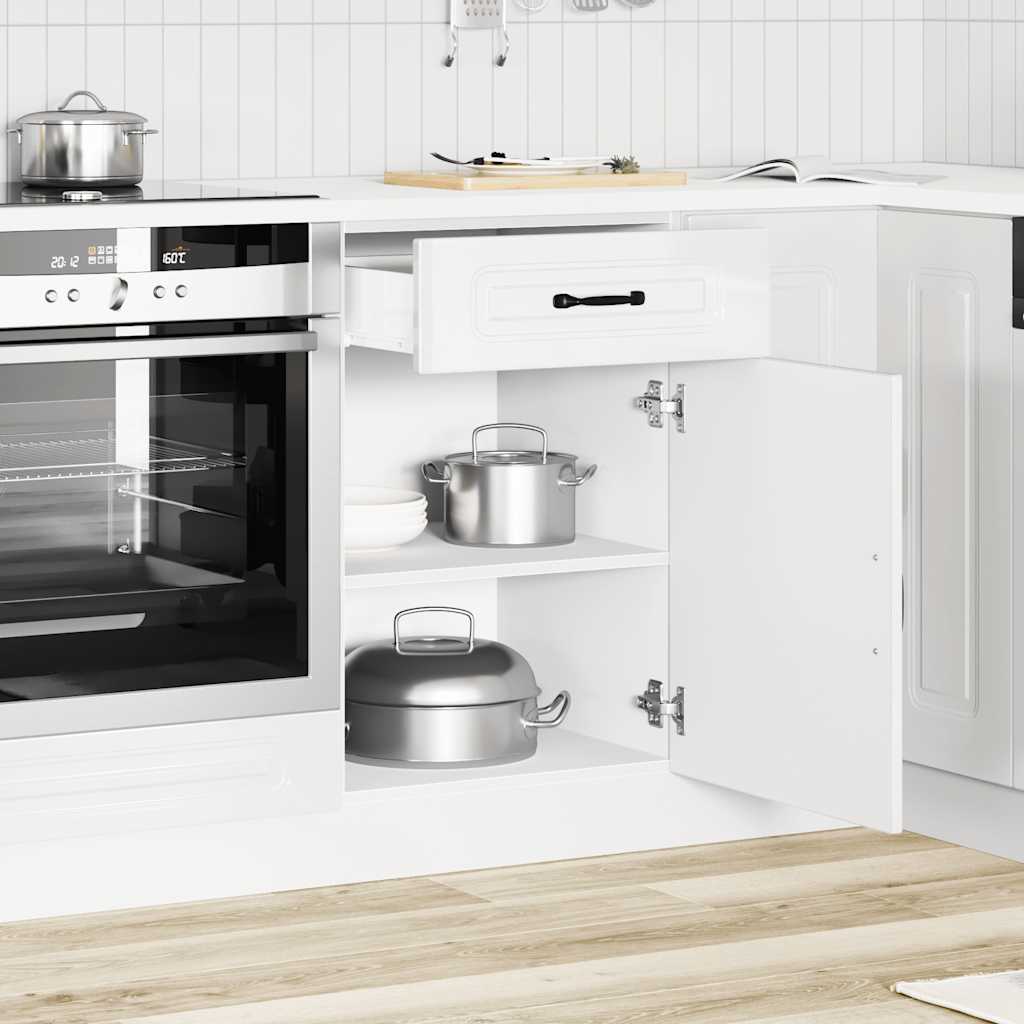 Kitchen Base Cabinet Kalmar High Gloss White Engineered Wood