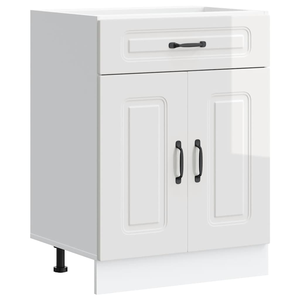 Kitchen Base Cabinet Kalmar High Gloss White Engineered Wood