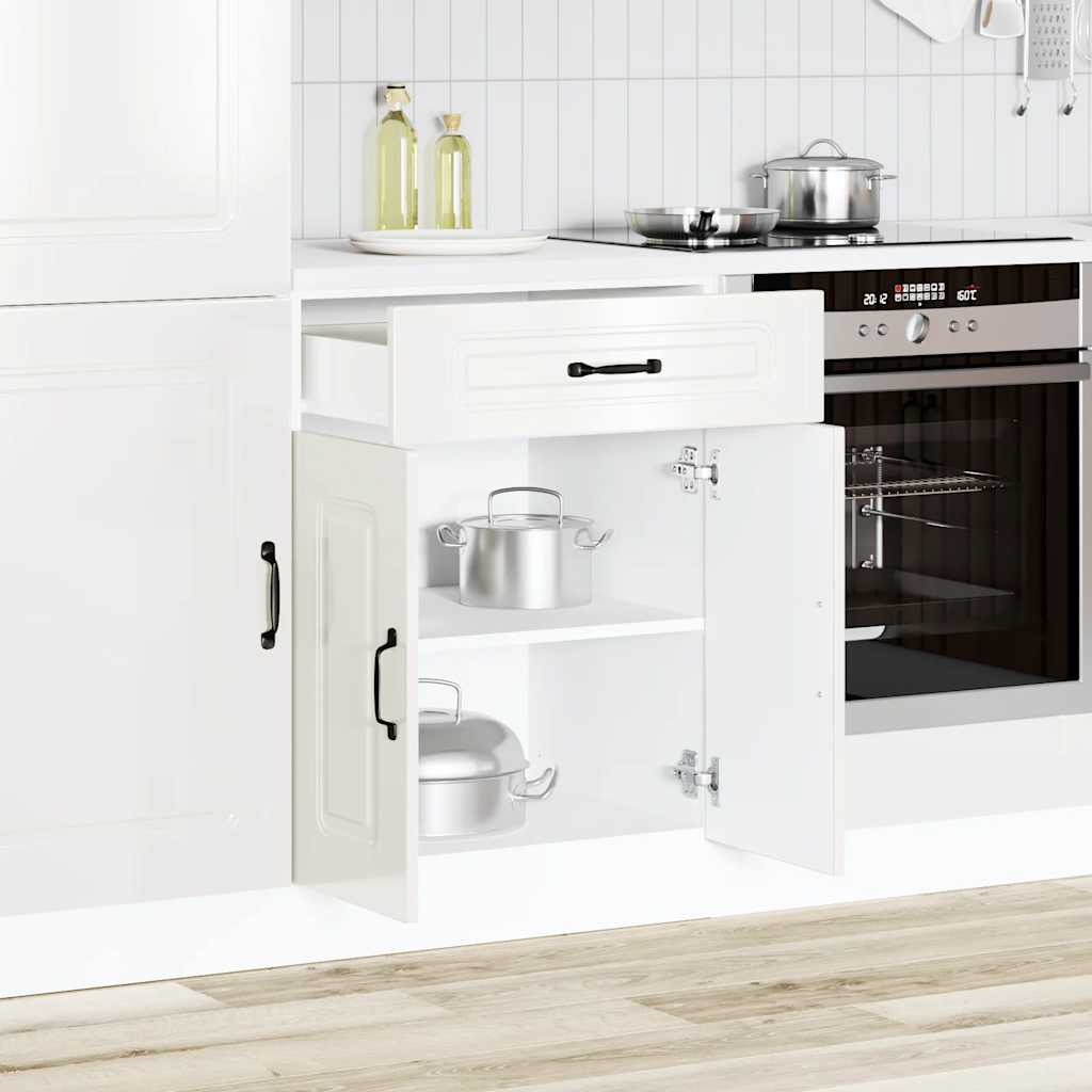 Kitchen Base Cabinet Kalmar High Gloss White Engineered Wood