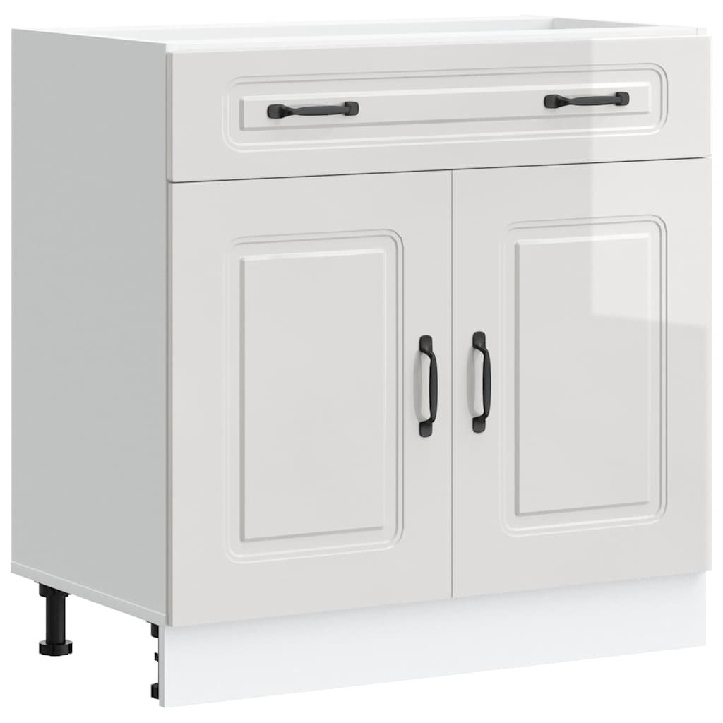 Kitchen Base Cabinet Kalmar High Gloss White Engineered Wood