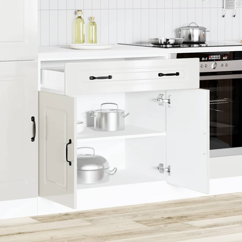 Kitchen Base Cabinet Kalmar High Gloss White Engineered Wood
