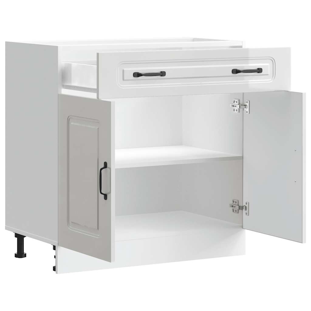 Kitchen Base Cabinet Kalmar High Gloss White Engineered Wood